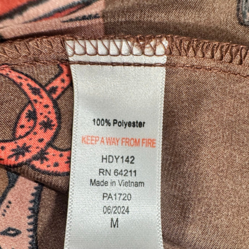 Size M western inspired brown satin camisole/tank cowboy hat boot print - Picture 8 of 10